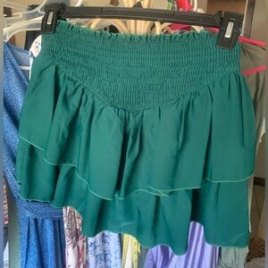 NWOT Green Flared Small Ruffled Skirt